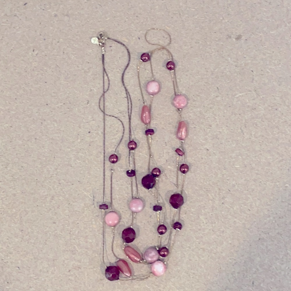 NECKLACE Loft double strand beaded chain necklace